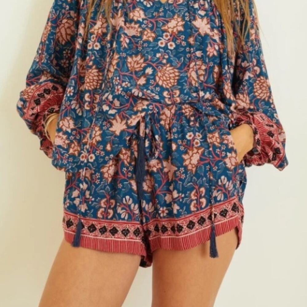 Natalie Martin Blue and Pink Floral Shorts